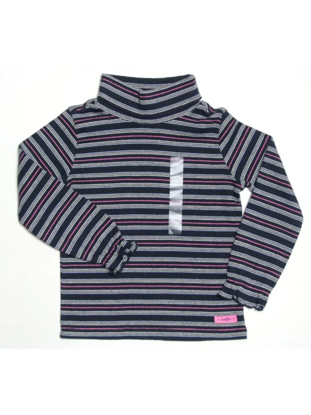 NWT Baby Gap Striped Long-Sleeve Infant Girl T-Shirt NAVY 100% Cotton Bear Logo